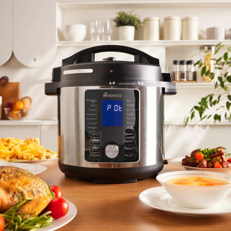 هواپز و زودپز چند منظوره کاراجا Cooker 2 in 1 6L نقره ای